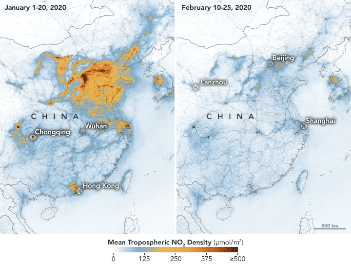 TEXTES CRITIQUES dans la conjoncture pandémique Concentrations-NO2-CHine-coronavirus