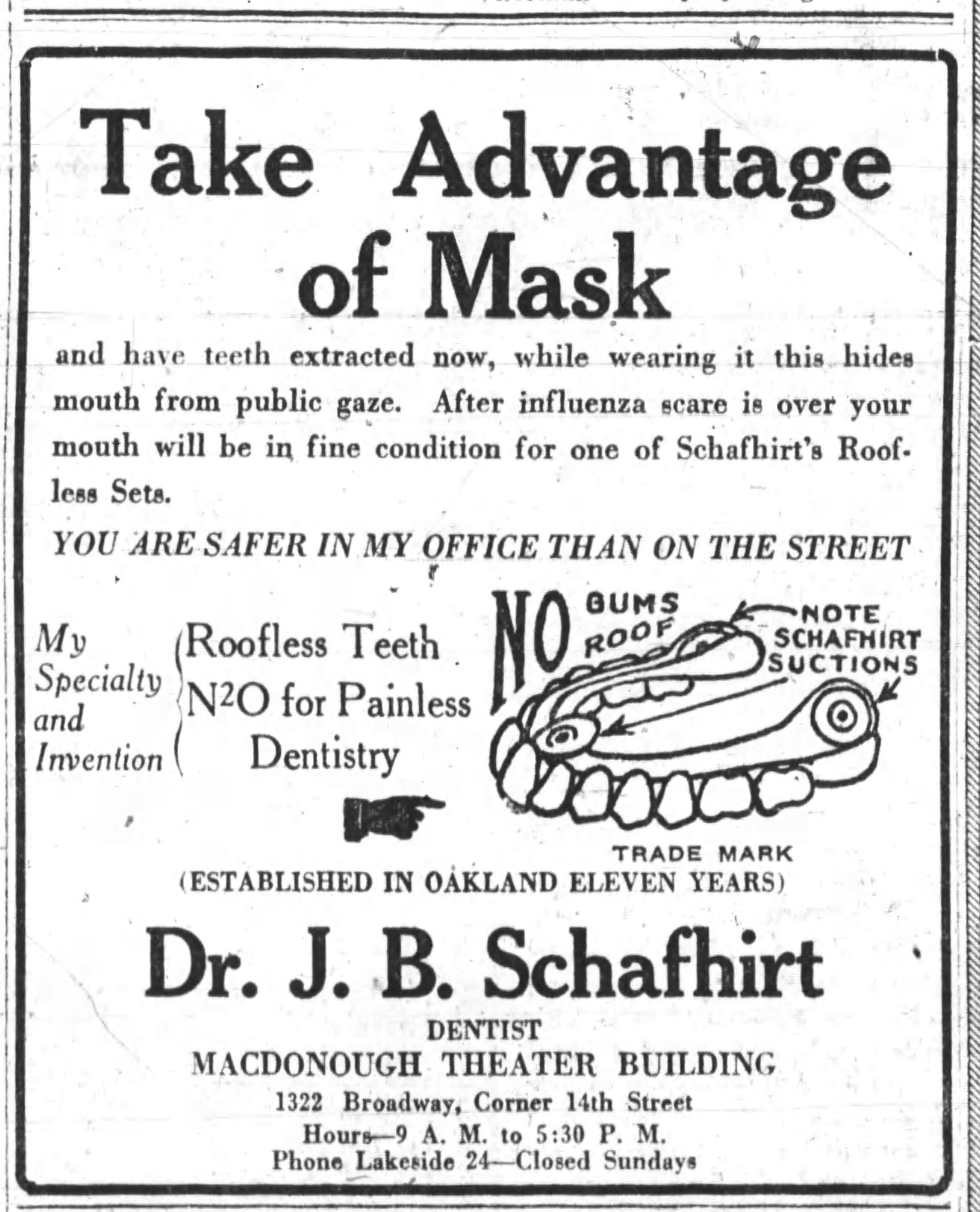publicite masque d un dentiste