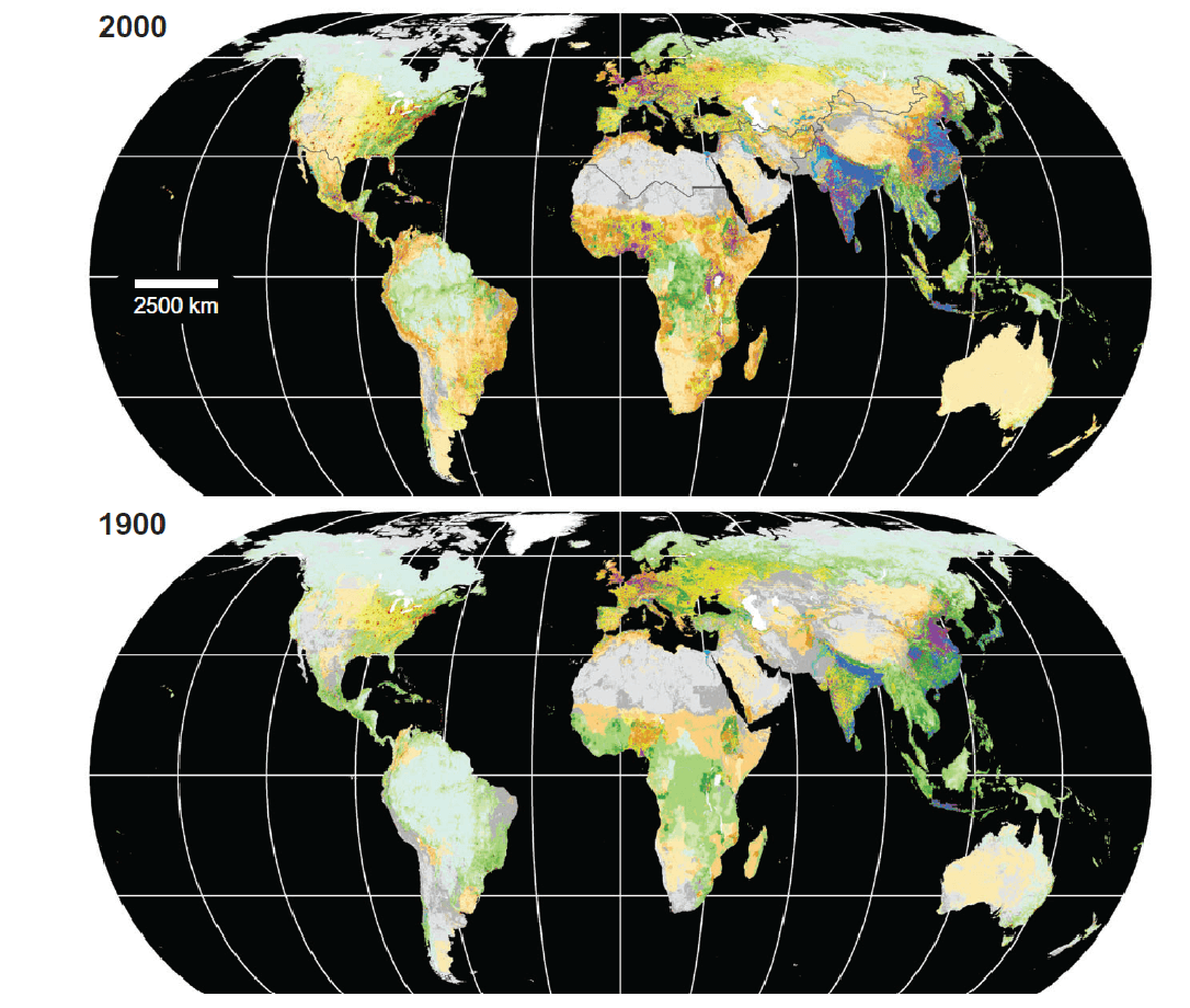 Carte globale des biomes humains 1900 2000